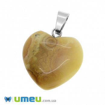 Подвеска Сердце из натурального камня, Агат кружевной (Сrazy Agate), 28х20 мм (POD-037526)