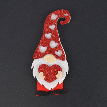Декоративний виріб із фетру Гном із сердечком, 11х4,5 см, Червоний (FLT-061224)