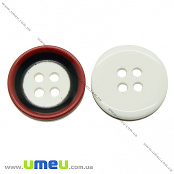 Гудзик пластиковий Круглий Смугастий, 18 мм, Чорно-Білий (PUG-021417)