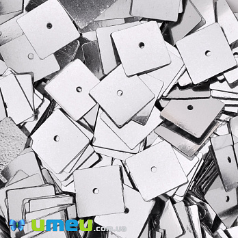 Паєтки Індія квадратні, 10х10 мм, Сріблясті (PAI-051141)