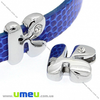 Бусина мет. Буква K, 12х10 мм, Темное серебро (BUS-008878)