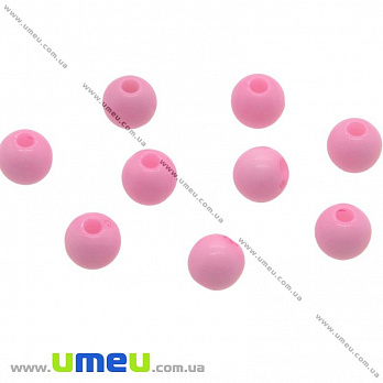Намисто пластикова Кругла, 4 мм, Рожева (BUS-003609)