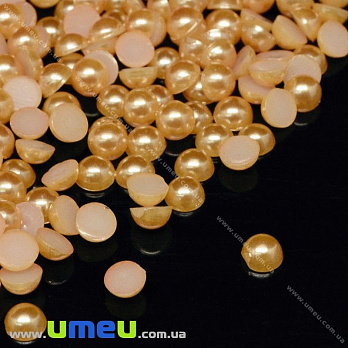 Напівнамистини пластикові Перли, 4 мм, Круглі, Помаранчеві (KAB-022644)