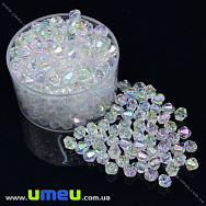 Бусины акриловые Биконусы, 6х6 мм, Белые АВ (BUS-018073)