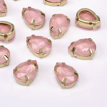 Шатон крапля 14х10 мм, Золото, Персиковий (KAB-052948)