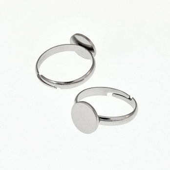 Кольцо из нерж. стали с площадкой 10 мм, Темное серебро (OSN-060539)