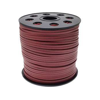 Замшево-кожаный шнур, 3 мм, Красный темный (LEN-044168)