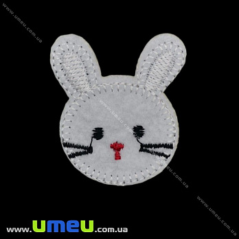 Термоаплікація дитяча Зайчик, 4,5х4 см, Біла (APL-022274)
