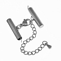 Замок-карабін із нерж. ст. з круглими затискачами 20х4 мм, Темне срібло (STL-057023)