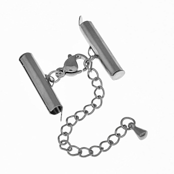 Замок-карабін із нерж. ст. з круглими затискачами 20х4 мм, Темне срібло (STL-057023)