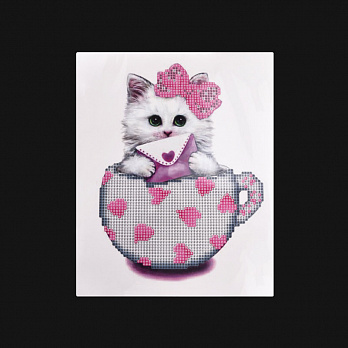 Набор алмазной живописи на картоне 25х21 см, Котик с валентинкою (SXM-051459)