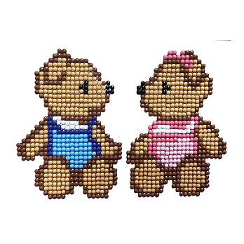 Набор алмазной живописи (наклейка) 14х10 см, Мишки (SXM-052503)