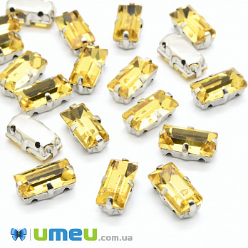 Шатон прямокутний 10х5 мм, Темне срібло, Жовтий (KAB-038002)