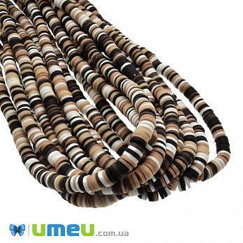 Бусины из полимерной глины, 6 мм, Микс бежево-коричневый (BUS-046990)