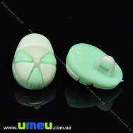 Пуговица пластиковая на ножке Кепка, 15х11 мм, Бирюзовая светлая (PUG-017736)