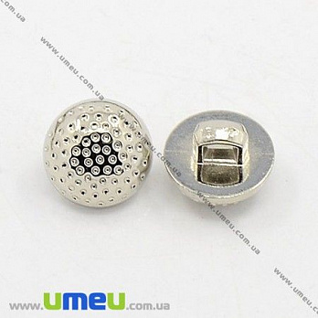 Пуговица пластиковая на ножке Круглая, 12 мм, Серебристая (PUG-012910)