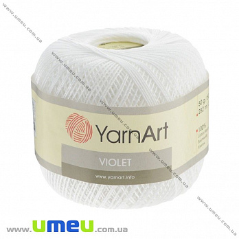 Пряжа YarnArt Violet 50 г, 282 м, Біла 1000 (YAR-022939)