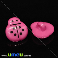 Пуговица пластиковая на ножке Божья Коровка, 14х13 мм, Малиновая (PUG-032813)