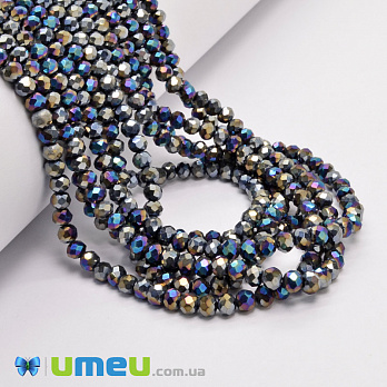 Бусины рондели, 4х3 мм, Ирис AB (BUS-049010)