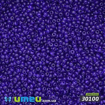 Бисер чешский 13/0, №30100, Синий темный, Прозрачный (BIS-019772)