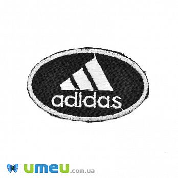 Термоаплікація Adidas, 6,5х4 см, Чорно-біла (APL-042377)