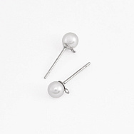 Пусети з нерж. сталі з намистинкою 5 мм, Темне срібло (STL-061299)