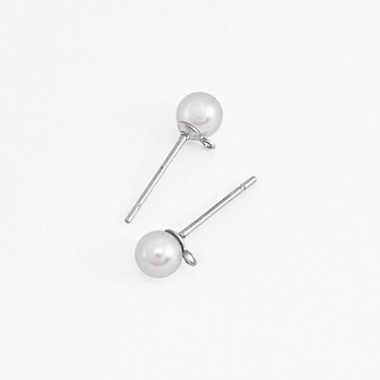 Пусети з нерж. сталі з намистинкою 5 мм, Темне срібло (STL-061299)