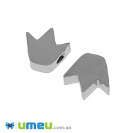 Намистина з нержавіючої сталі Корона, 7,8х7 мм, Темне срібло (STL-039049)