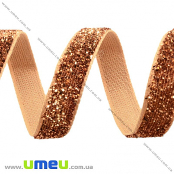 Стрічка оксамитова з люрексом, 10 мм, Помаранчева (LEN-027256)
