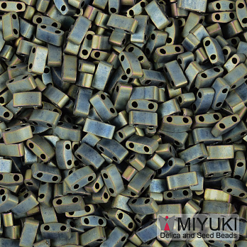 Бисер японский Miyuki HALF TILA №2008, 5х2,3 мм, Ирис зеленый матовый (BIS-053247)