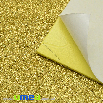 Фоамиран глиттерный на клеевой основе, 20х30 см, Золото (FOM-022494)