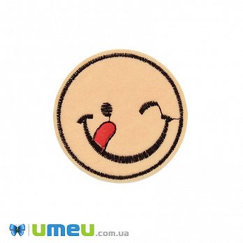 Термоаппликация Смайлик, 5,5 см, Персиковая (APL-047657)