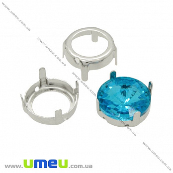 Оправа-цапы под риволи Круглая, 14 мм, Темное серебро (OSN-018518)