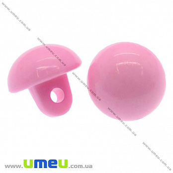 Пуговица пластиковая на ножке Круглая, 10,5х10 мм, Розовая (PUG-008904)