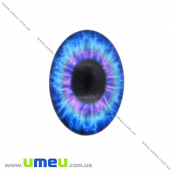 Кабошон скляний з принтом Око, 18х13 мм, Синій, Овал (KAB-018730)
