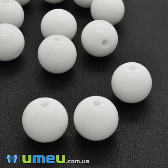 Бусины пластиковые Круглые, 18 мм, Белые (BUS-000687)