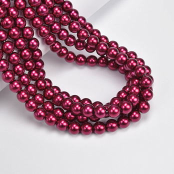 Намистини скляні Перли Premium, 8 мм, Бордові, Круглі (BUS-060506)