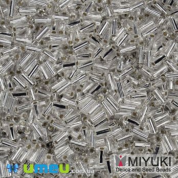 Бисер японский Miyuki Стеклярус 3 мм BGL3-1, Серебристый (BIS-045902)