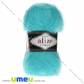 Пряжа Alize Mohair Classic 100 г, 200 м, Бирюзовая 376 (YAR-029600)