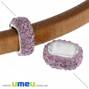 Бусина Regaliz (Licorice) со стразами, 16х13х7 мм, Сиреневая (BUS-016908)