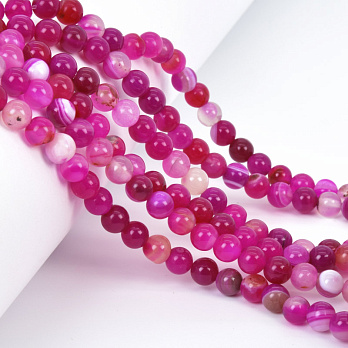 Бусины Агат розовый, Натур. камень, 6 мм, Круглые, 18 см (BUS-058040)