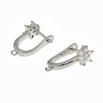 Швензы, Латунь с покрытием Родий, Стразы куб. цирконий, 18х13х7 мм (OSN-060002)