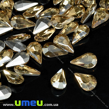 Риволи стеклянный, Капля граненая, 10х6 мм, Бежевый светлый (KAB-034033)