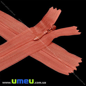 Блискавка (змійка) потайна нероз'ємна, 50 см, Тип 3, Червоно-помаранчева (ZIP-016060)