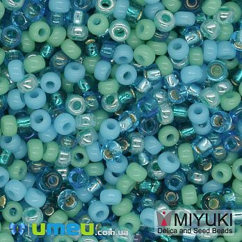 Бисер японский Miyuki круглый RR 11/0 №MIX91, Микс бирюзовый (BIS-045563)