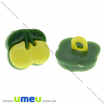 Пуговица пластиковая на ножке Вишенка, 13х12 мм, Желтая (PUG-017792)