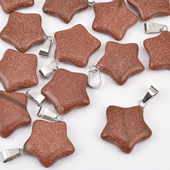 Подвеска Звезда, Синт. камень Авантюрин Золотой песок, 23х20 мм (POD-031858)