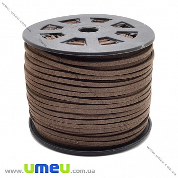 Замшевий шнур, 3 мм, Коричневий (LEN-016086)
