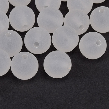 Намистини акрилові матові, Круглі, 12 мм, Білі (BUS-059763)