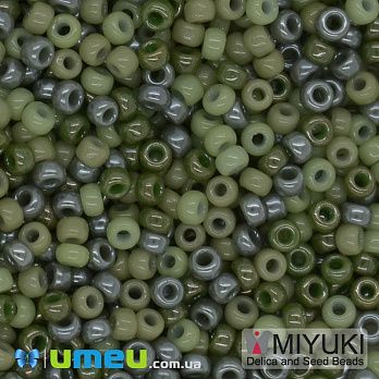 Бисер японский Miyuki круглый RR 11/0 №MIX95, Микс зеленый (BIS-045565)